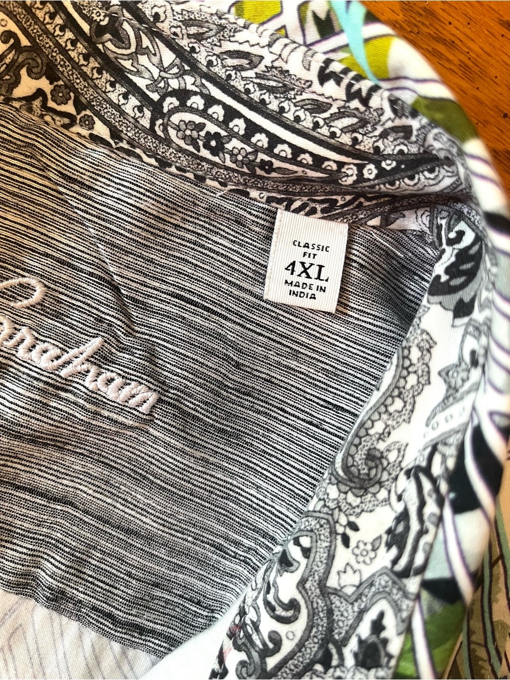 Robert Graham Palm Leaf Print Embroidered Short Sleeve Shirt 4XL - Picture 4 of 12